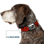 Dog Bone Seatbelt Buckle Collar - Bandana/Skulls Black/Orange