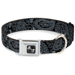 Dog Bone Seatbelt Buckle Collar - Bandana/Skulls Black/Silver