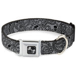Dog Bone Seatbelt Buckle Collar - Bandana/Skulls Silver/Black