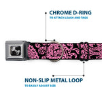Dog Bone Seatbelt Buckle Collar - Bandana/Skulls Black/Pink