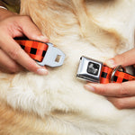Dog Bone Seatbelt Buckle Collar - Buffalo Plaid Black/Orange