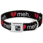 Dog Bone Seatbelt Buckle Collar - Broken Heart MEH Black/Red/White