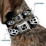 Buckle-Down Seatbelt Buckle Dog Collar - Brass Knuckles Black/White