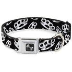 Buckle-Down Seatbelt Buckle Dog Collar - Brass Knuckles Black/White