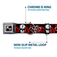 Load image into Gallery viewer, Buckle-Down Seatbelt Buckle Dog Collar - Brass Knuckles/Skulls/Roses Black/Red/White