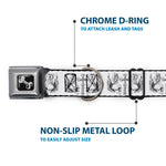 Dog Bone Seatbelt Buckle Collar - BD Skulls w/Wings White/Black