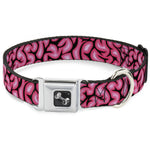 Dog Bone Seatbelt Buckle Collar - Brains Black/Pink