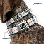 Dog Bone Seatbelt Buckle Collar - BD AUTHENTIC SEATBELT BELT White/Blue/Red
