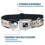 Dog Bone Seatbelt Buckle Collar - BD AUTHENTIC SEATBELT BELT White/Blue/Red