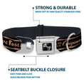 Load image into Gallery viewer, Dog Bone Seatbelt Buckle Collar - BD Skull LIVE FAST AS LIGHTNING Black/Light Orange
