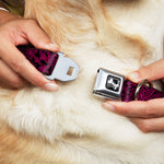 Dog Bone Seatbelt Buckle Collar - BD Logo Scattered Black/Fuchsia