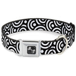 Dog Bone Seatbelt Buckle Collar - Bullseye Stacked Black/White