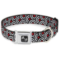 Load image into Gallery viewer, Dog Bone Seatbelt Buckle Collar - Bullseye Stacked Black/White/Red