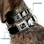 Dog Bone Seatbelt Buckle Collar - Bigfoot Silhouette I BELIEVE Black/Gray/White
