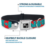 Dog Bone Seatbelt Buckle Collar - BUCKLE-DOWN Shapes Red/Dot Turquoise/White