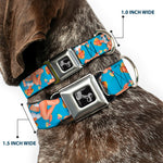 Dog Bone Seatbelt Buckle Collar - Blonde Pin Up Girl Bright Blue