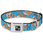 Dog Bone Seatbelt Buckle Collar - Blonde Pin Up Girl Bright Blue
