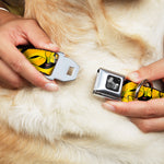 Dog Bone Seatbelt Buckle Collar - Bananas Stacked Cartoon Black//Yellows