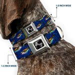 Dog Bone Seatbelt Buckle Collar - Bass Fish/Water Bubbles