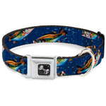 Dog Bone Seatbelt Buckle Collar - Bass Fish/Water Bubbles