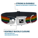 Dog Bone Black/Silver Seatbelt Buckle Collar - Burlap Texture Rainbow