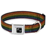 Dog Bone Black/Silver Seatbelt Buckle Collar - Burlap Texture Rainbow