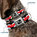 Dog Bone Seatbelt Buckle Collar - Corset Lace Up w/Bow Black/Red