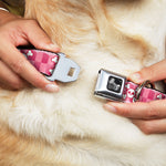 Dog Bone Seatbelt Buckle Collar - Cute Skulls w/Checkers Pinks/White