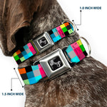 Dog Bone Seatbelt Buckle Collar - Checker Bright Pastel