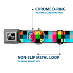 Dog Bone Seatbelt Buckle Collar - Checker Bright Pastel