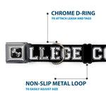 Dog Bone Seatbelt Buckle Collar - COLLEGE Black/White