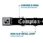 Dog Bone Seatbelt Buckle Collar - COMPTON-CPT Black/White