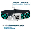 Load image into Gallery viewer, Dog Bone Seatbelt Buckle Collar - Checker Black/Teal