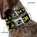 Dog Bone Seatbelt Buckle Collar - CAUTION WATCH YOUR DUBSTEP Black/Yellow