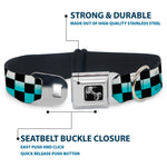 Dog Bone Seatbelt Buckle Collar - Checker Black/Ombre Turquoise
