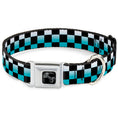 Load image into Gallery viewer, Dog Bone Seatbelt Buckle Collar - Checker Black/Ombre Turquoise