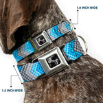 Dog Bone Seatbelt Buckle Collar - Chevron Weave Grays/Blues