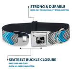 Dog Bone Seatbelt Buckle Collar - Chevron Weave Grays/Blues