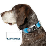 Dog Bone Seatbelt Buckle Collar - Chevron Weave Grays/Blues