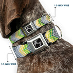 Dog Bone Seatbelt Buckle Collar - Chevron Weave Grays/Yellow/Green