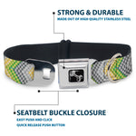 Dog Bone Seatbelt Buckle Collar - Chevron Weave Grays/Yellow/Green