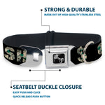 Dog Bone Seatbelt Buckle Collar - CASH MONEY $ Black/Dollars