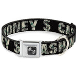 Dog Bone Seatbelt Buckle Collar - CASH MONEY $ Black/Dollars