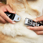 Dog Bone Seatbelt Buckle Collar - CA$H MONEY Black/White