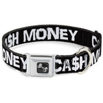 Dog Bone Seatbelt Buckle Collar - CA$H MONEY Black/White