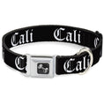 Load image into Gallery viewer, Dog Bone Seatbelt Buckle Collar - CALI Old English Black/White