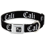Dog Bone Seatbelt Buckle Collar - CALI Old English Black/White