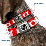 Dog Bone Seatbelt Buckle Collar - Camera Red/White