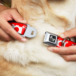 Dog Bone Seatbelt Buckle Collar - Camera Red/White