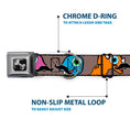 Load image into Gallery viewer, Dog Bone Seatbelt Buckle Collar - Cute Dinosaurs w/Mustaches Gray